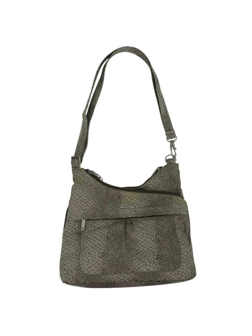 Travelon F12713 Beige Gray Animal Print Locking Travel Crossbody Handbag Purse